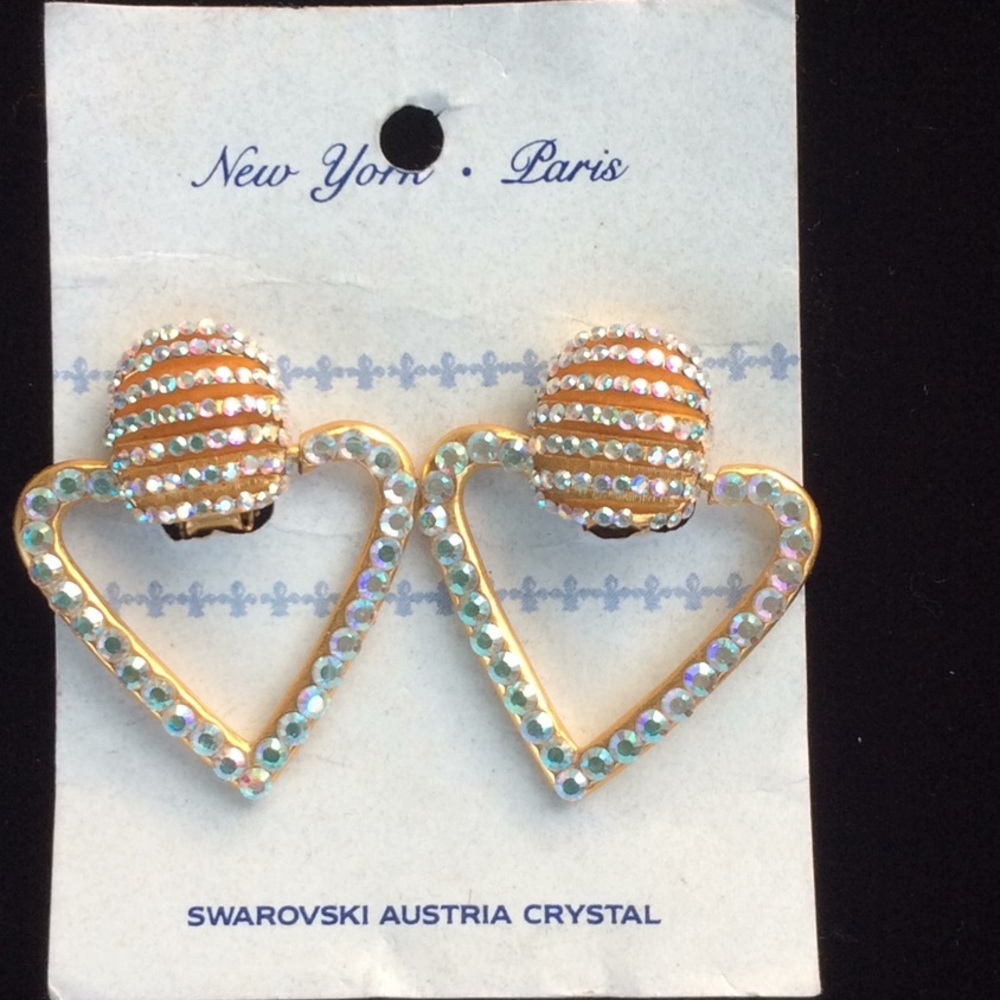 New  NY ~ PARIS Clip ON Rhinestone Earrings